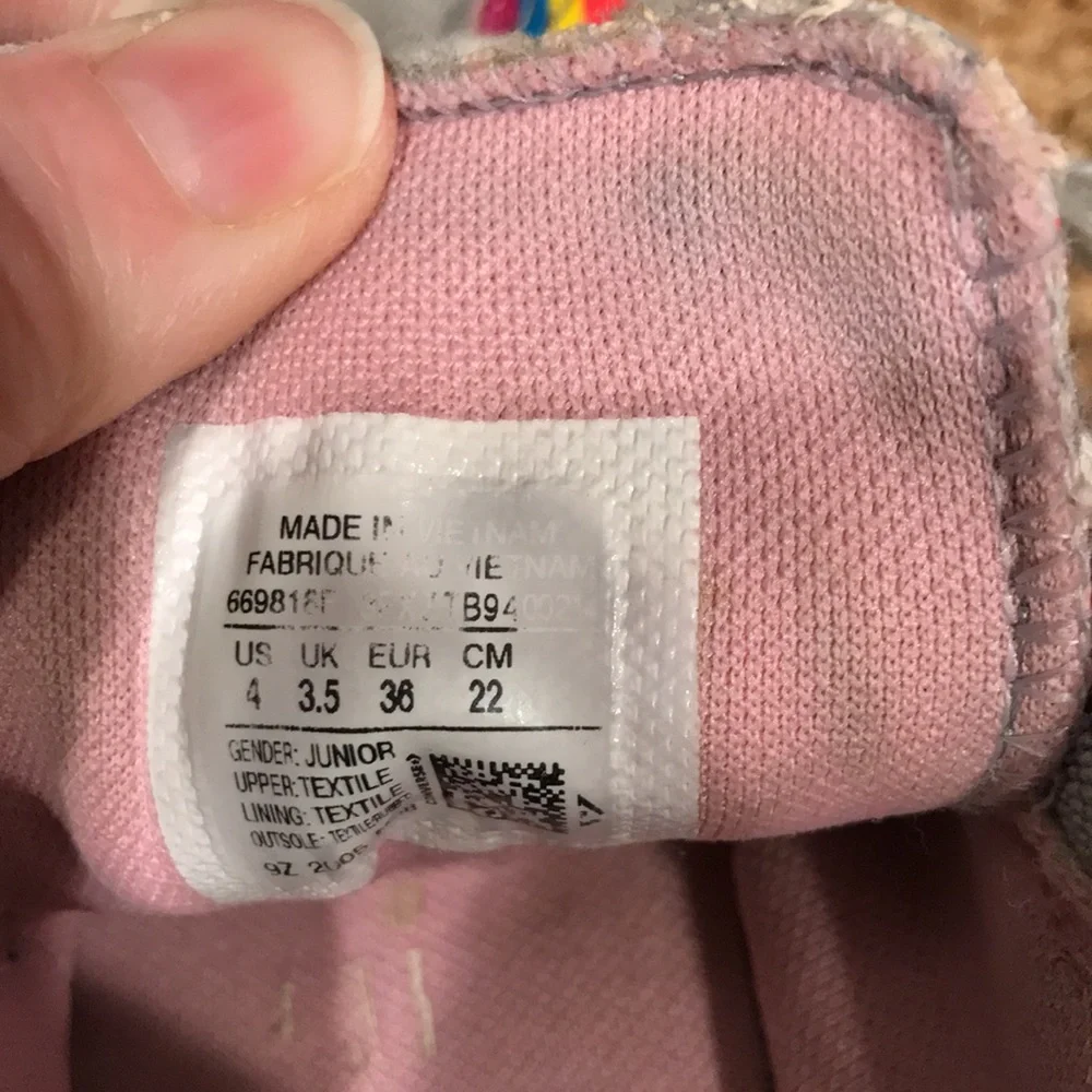Converse All Star Wolf Doble upper Gray Rainbow Stripe Sneaker Big Girl …